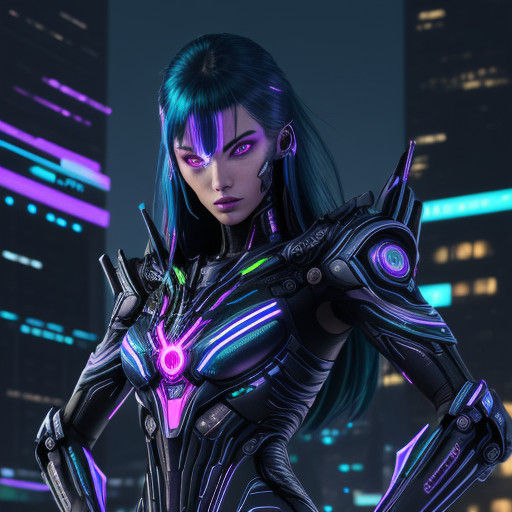 Cybernetic Assassin Reigns Over a Neon-Lit Metropolis
