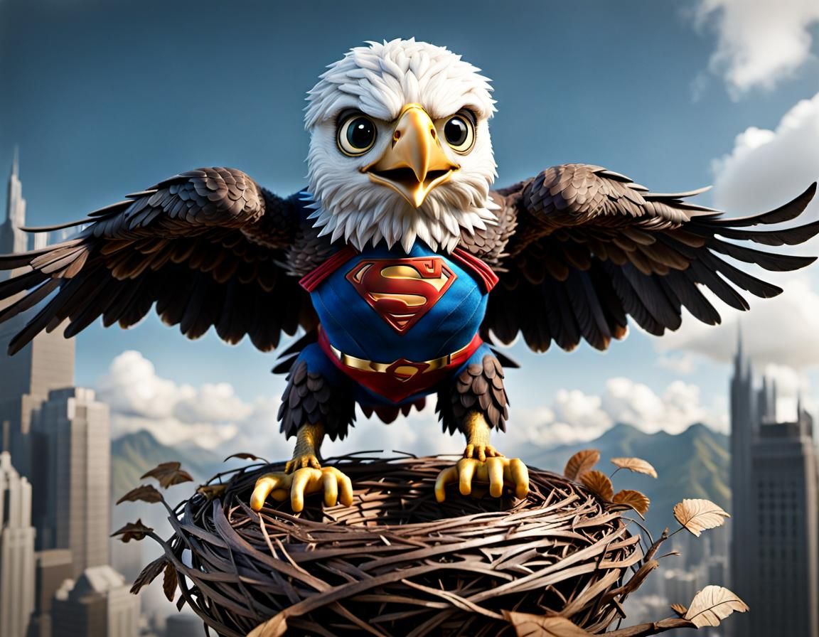 Tiny Eagle in Superman Costume Takes Flight