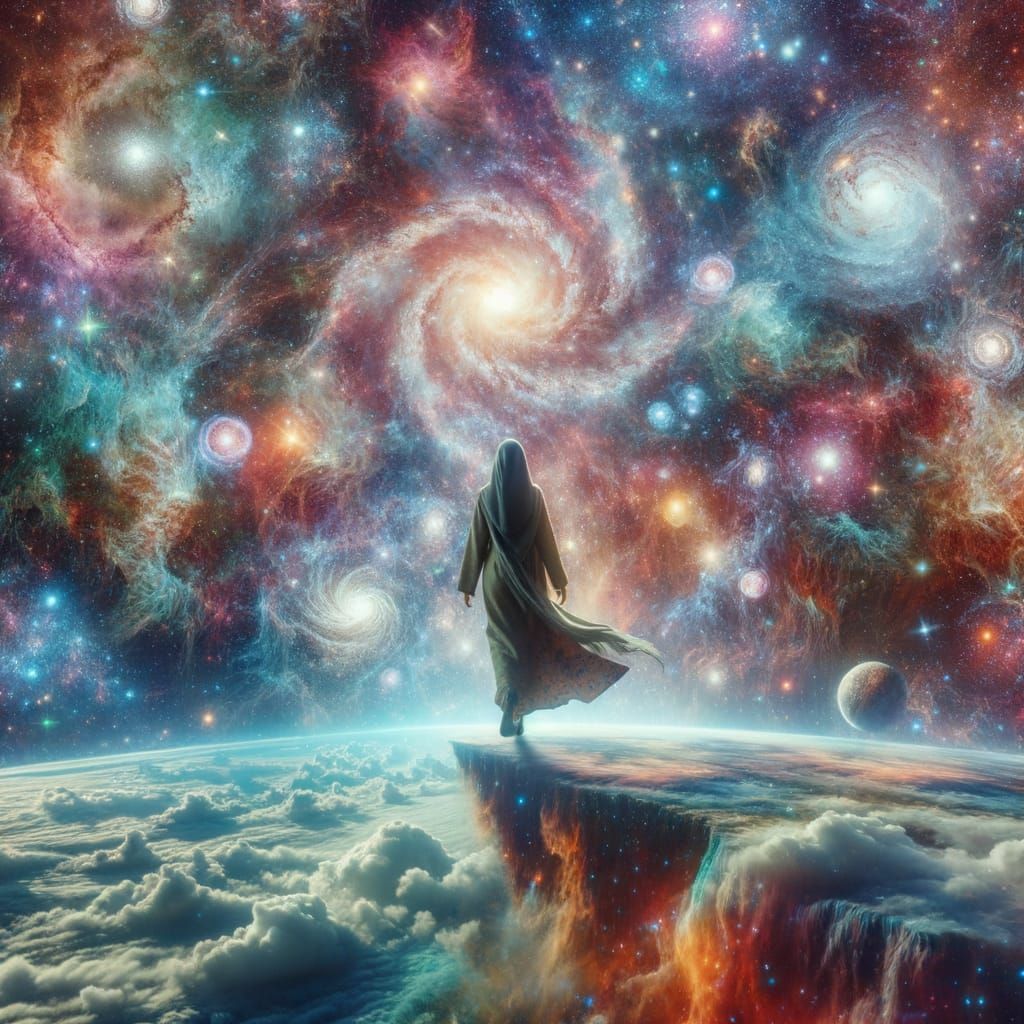 Surreal Cosmic Goddess Embarks on Infinite Journey