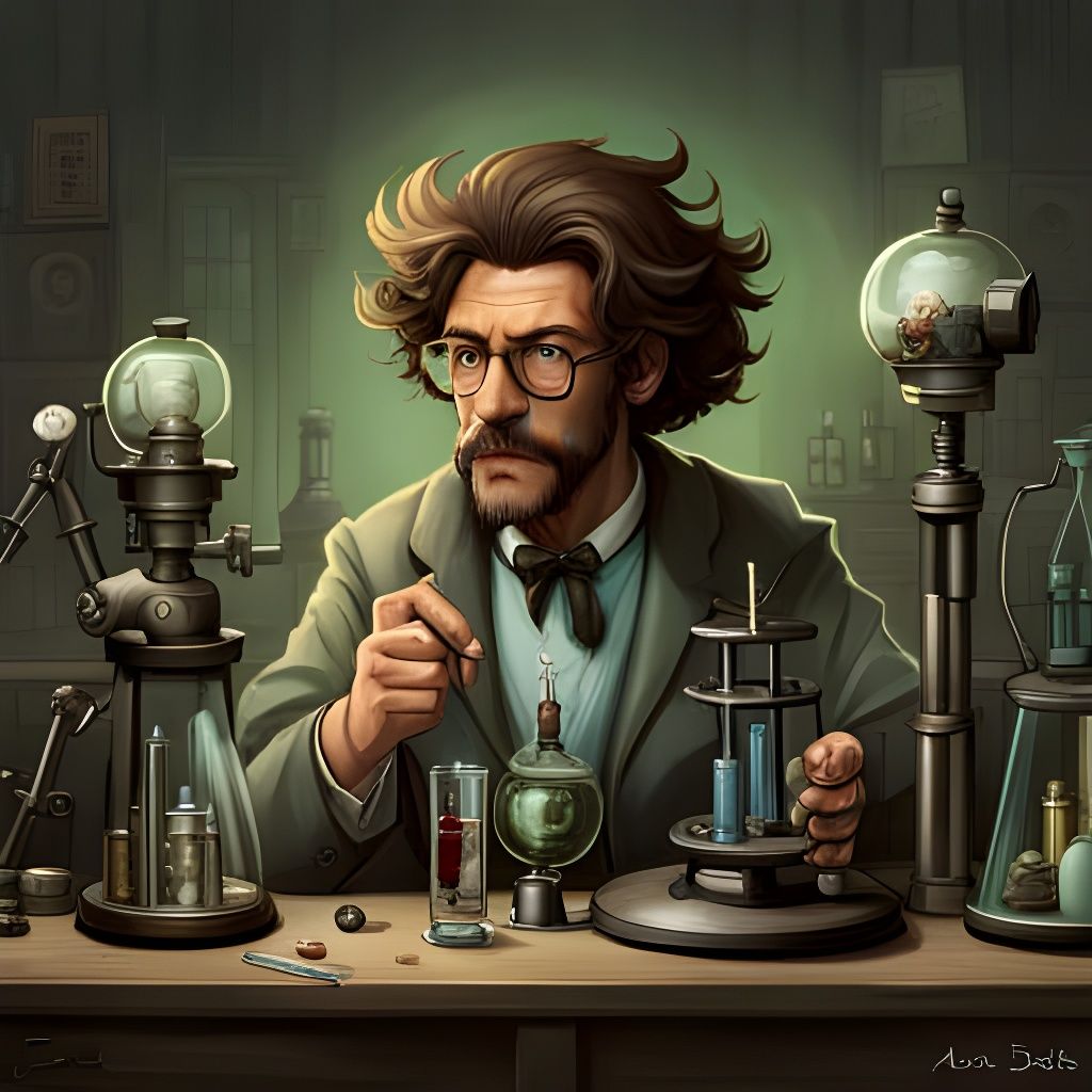 Mad Scientist Trapped in Jar, Dieselpunk Style