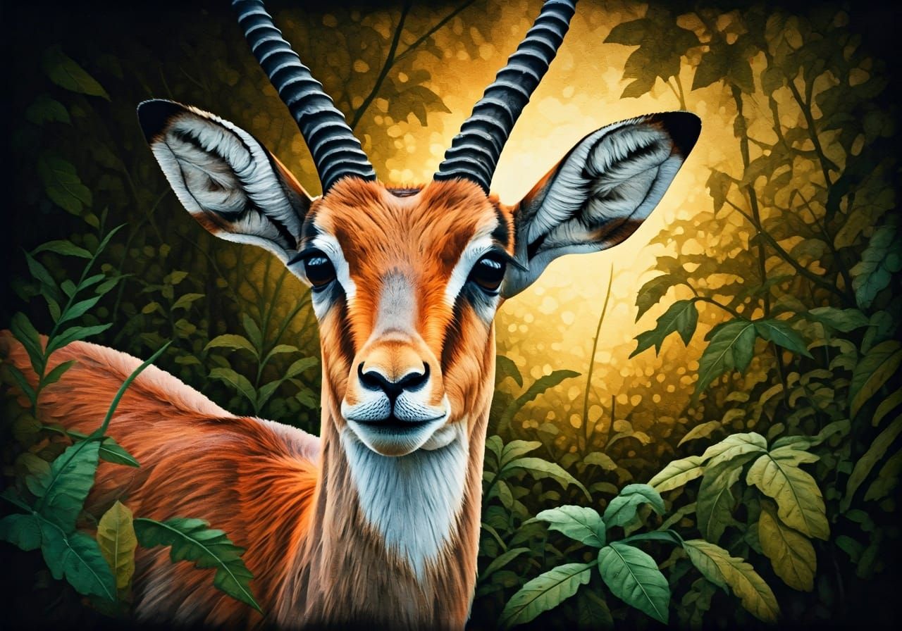 Unexpected meet: Red gazelle (Eudorcas rufina)