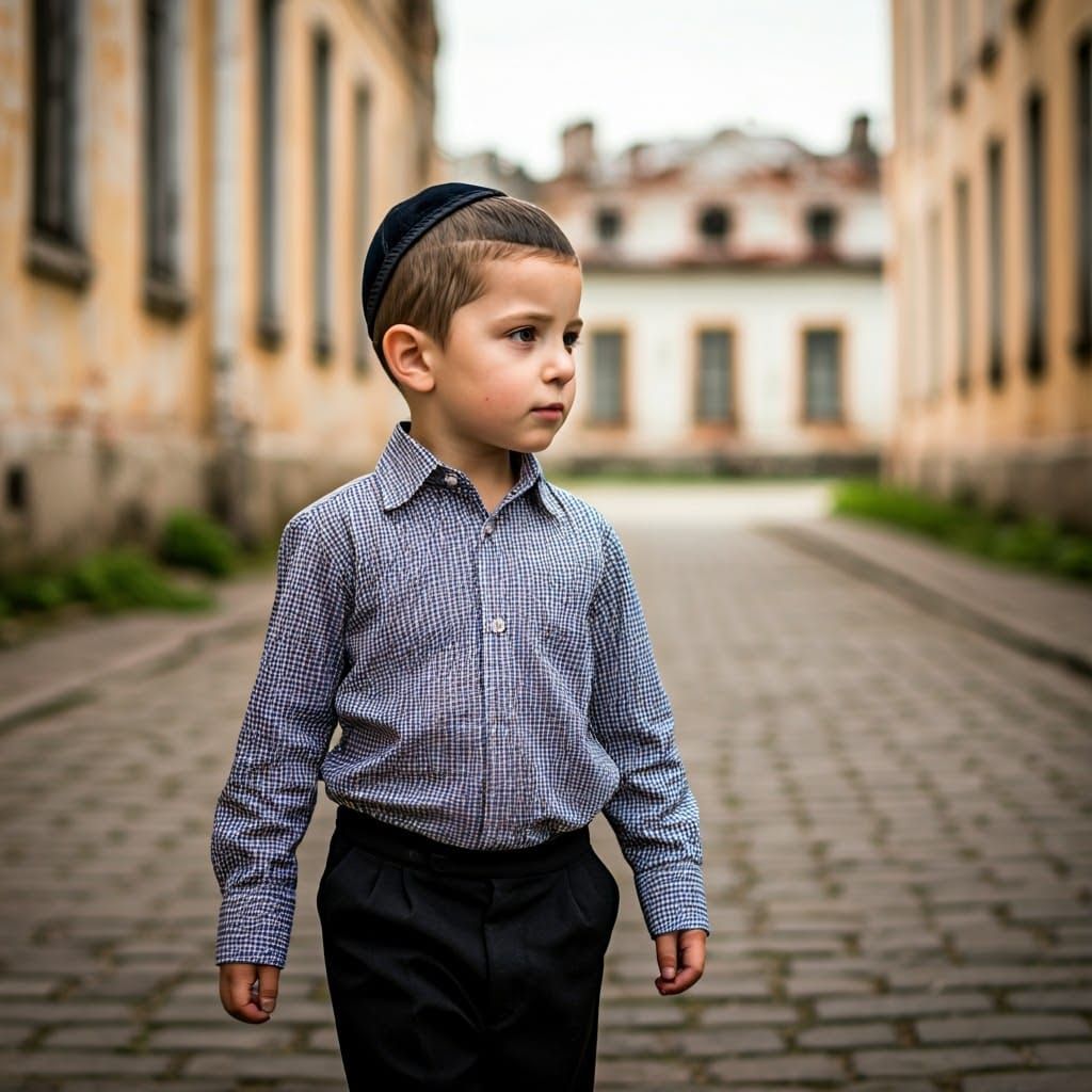 Traditional Haredi Boy in Russian Town
