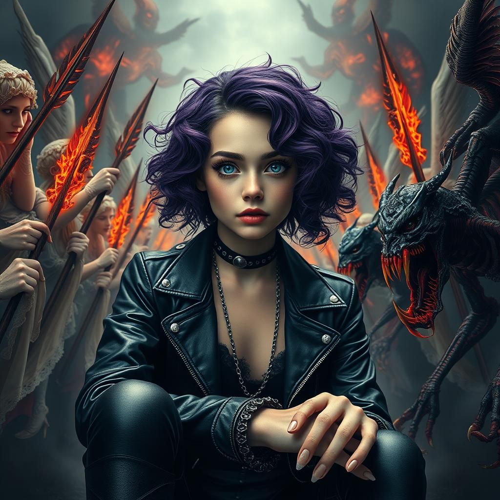 Edgy Woman in War, Gothic Accessories, Surreal Style