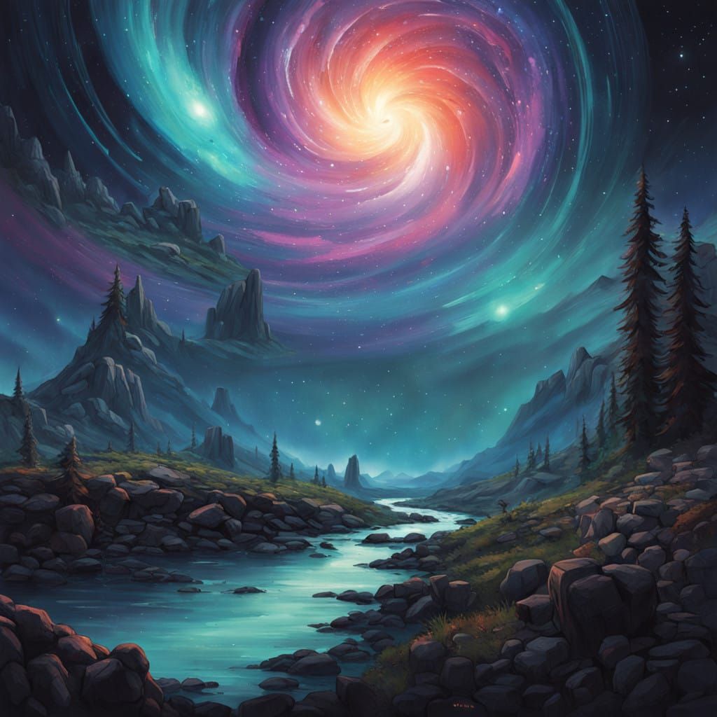 Galactic Cosmic Dreamscape in Vibrant, Ethereal Style