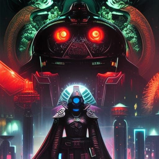 Bioluminescent Mech Samurai Warrior: Biopunk Concept Art