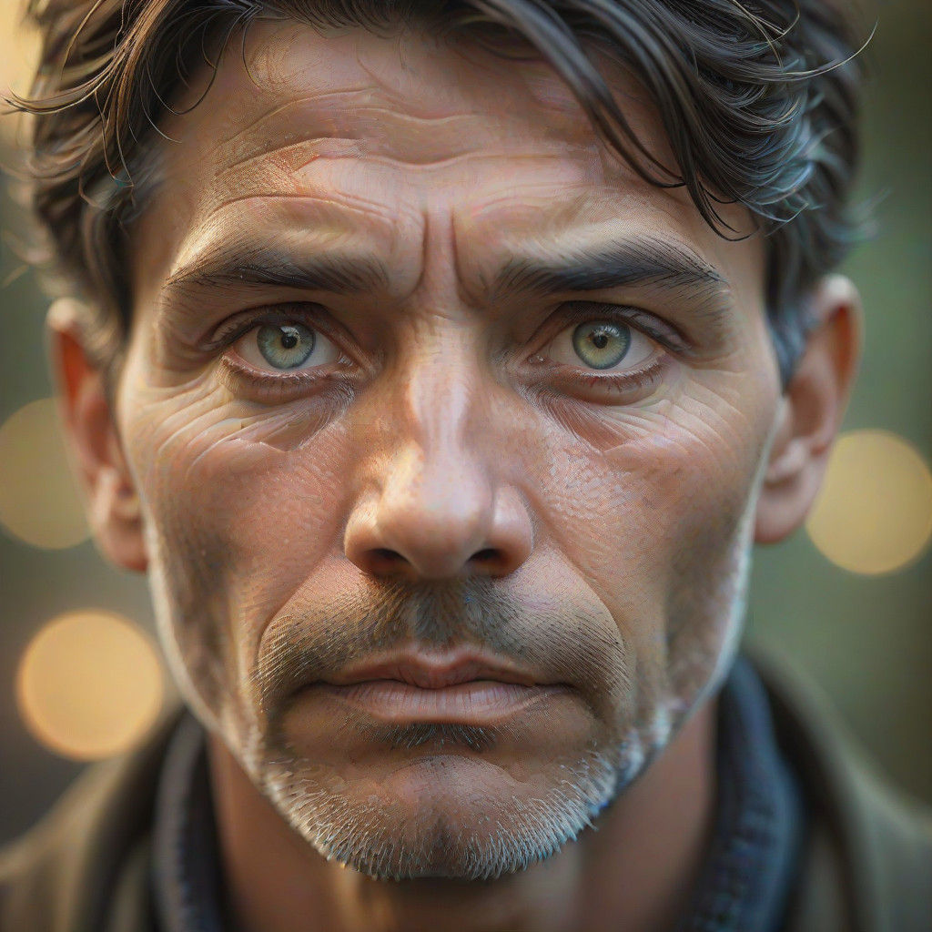 A Somber Portrait with Introspective Expression