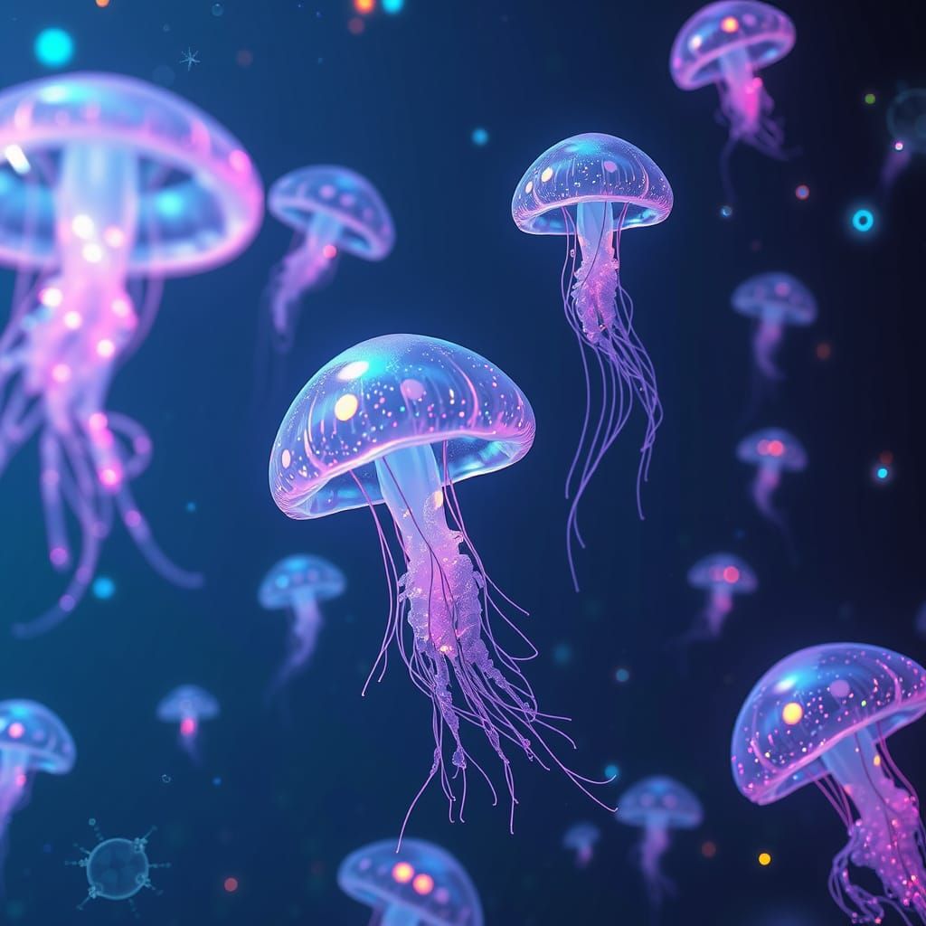 Dreamy Aquatic Life in Iridescent Hues