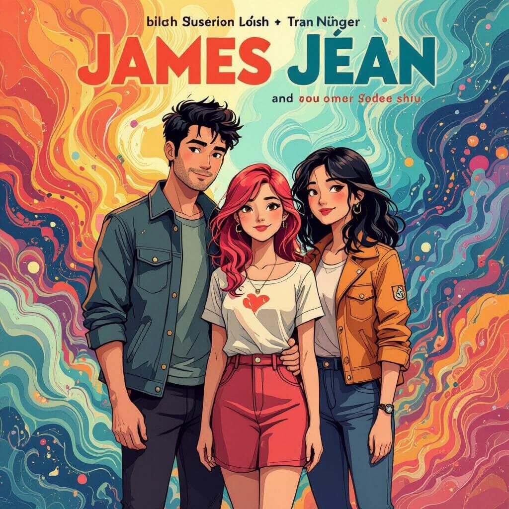 Stylized Illustration of Main Characters with Vibrant Colors