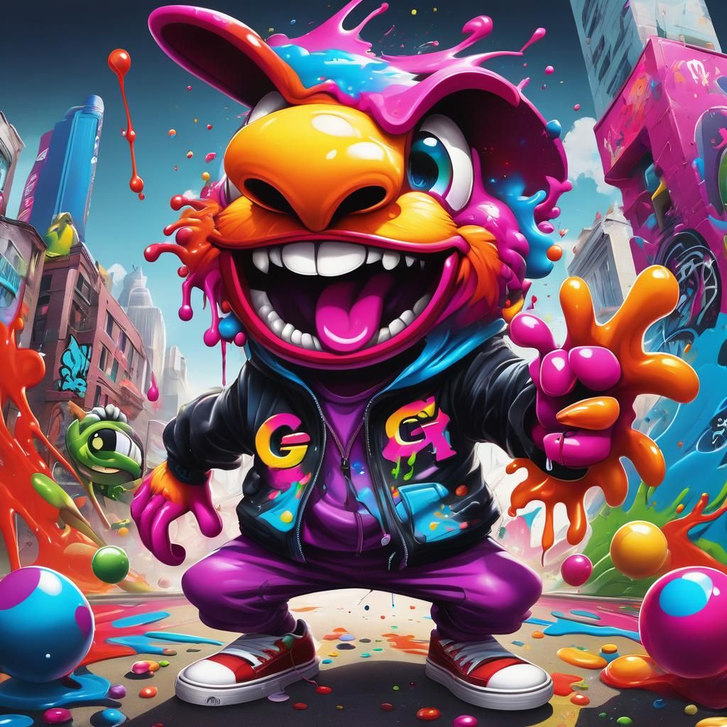 Colorful Graffiti Mascot Design for Board Game