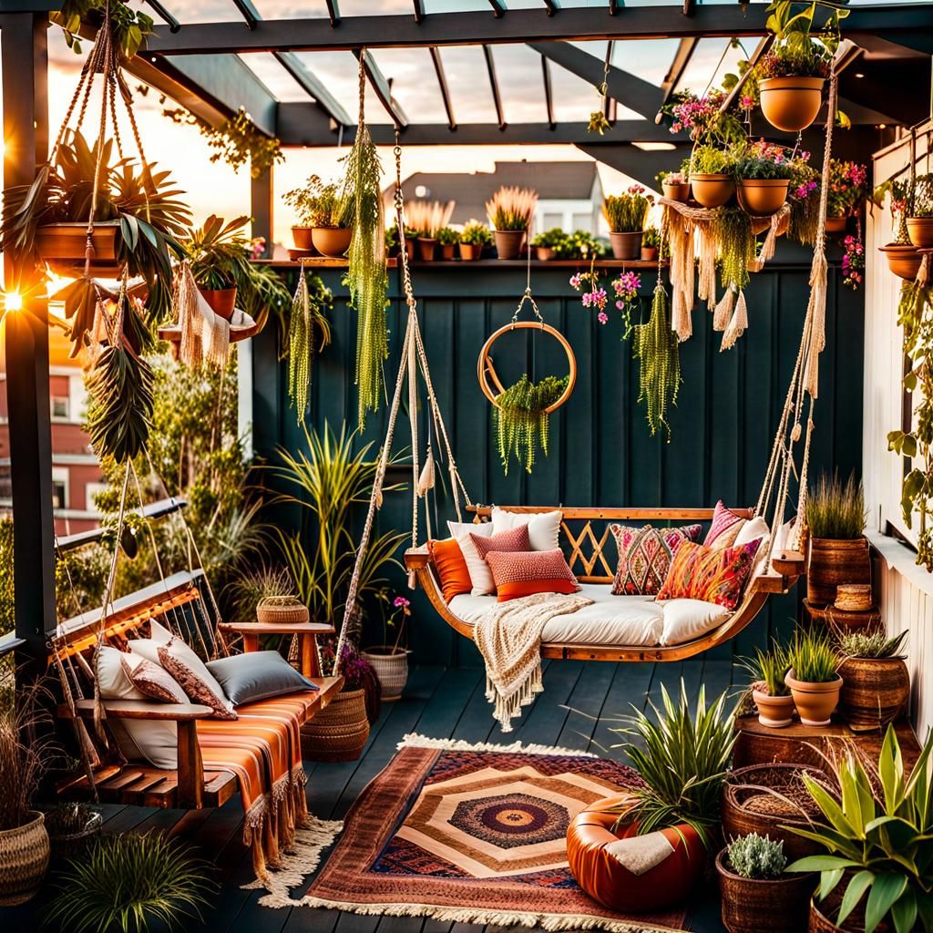 Boho rooftop garden