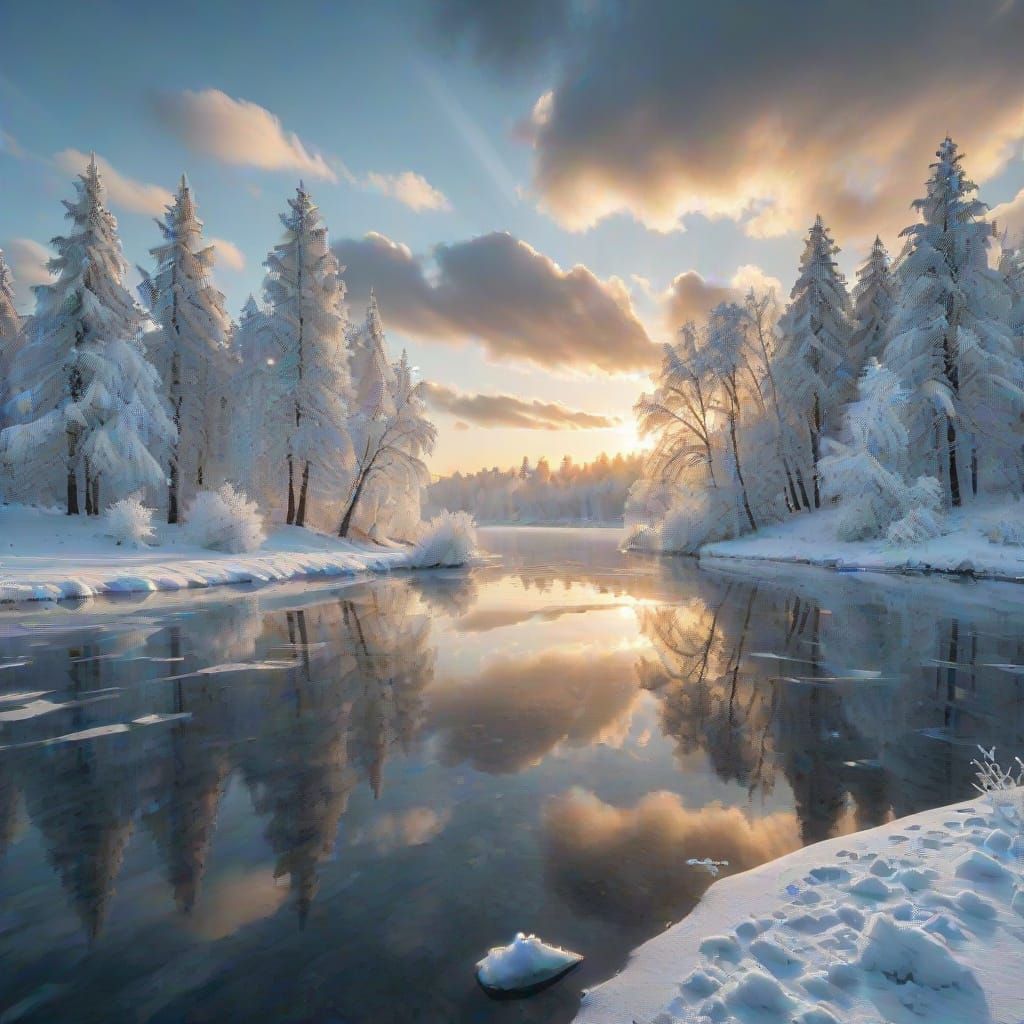 Serene Winter Sailboats at Sunset