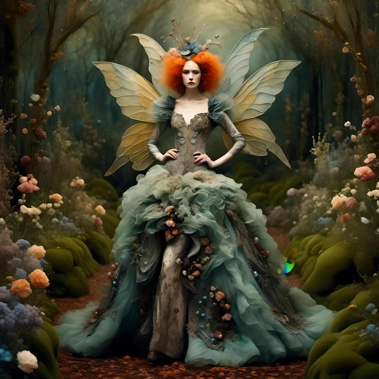 Fairy Models Vintage Couture on Forest Runway