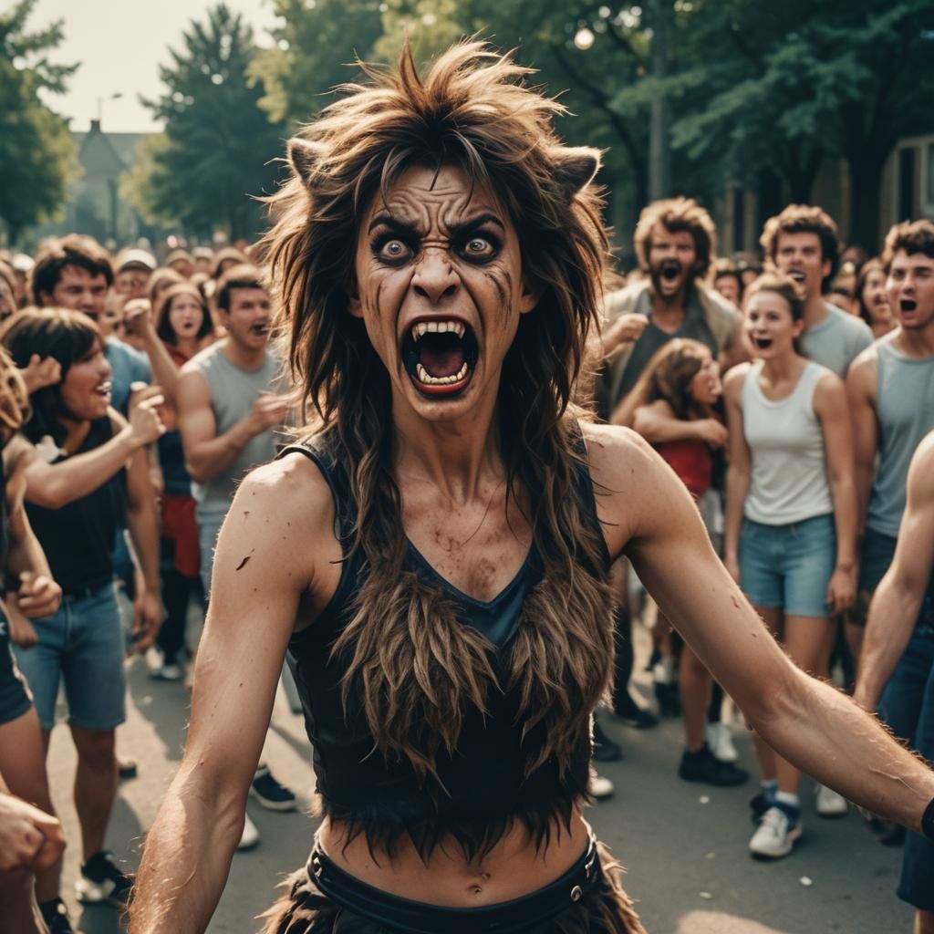 Cheerleader Transforms into Werewolf in Cinematic Still