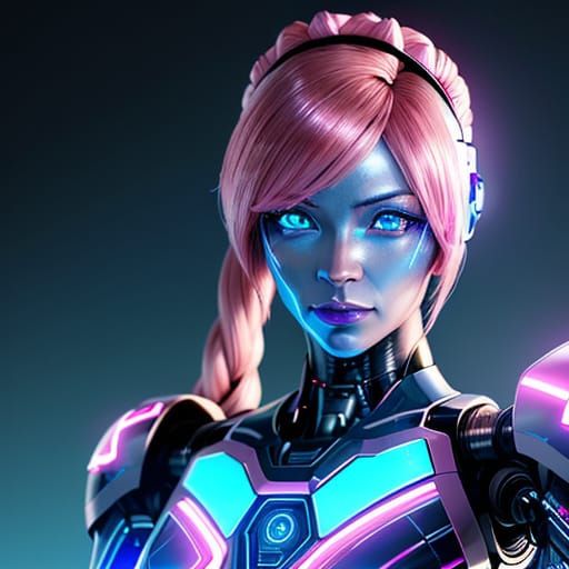 Maid Cyborg in Anime Style Digital Art