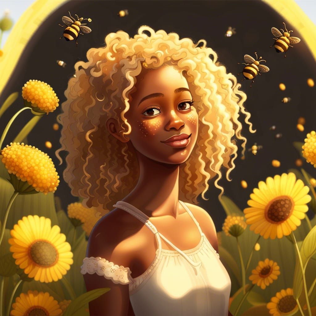 Summer Princess in a Sunlit Field: Dark Fantasy Art