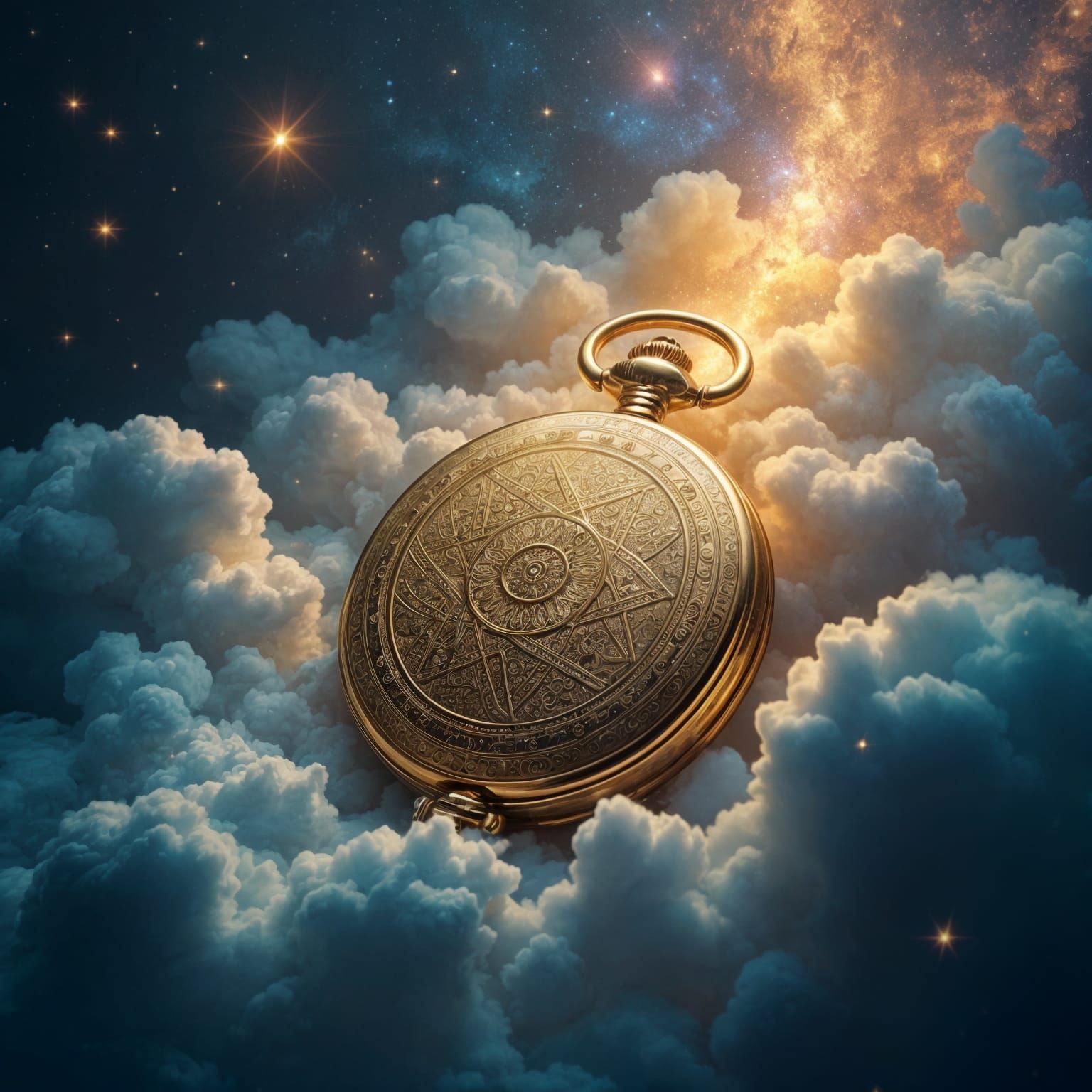 Cursed Gold Pocket Watch in the Cosmos