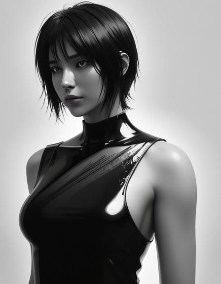 Abstract Shoulders in Monochromatic Acrylic Art