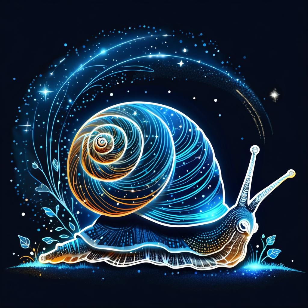 Beautiful Snail in Linework Style with Magic Trail