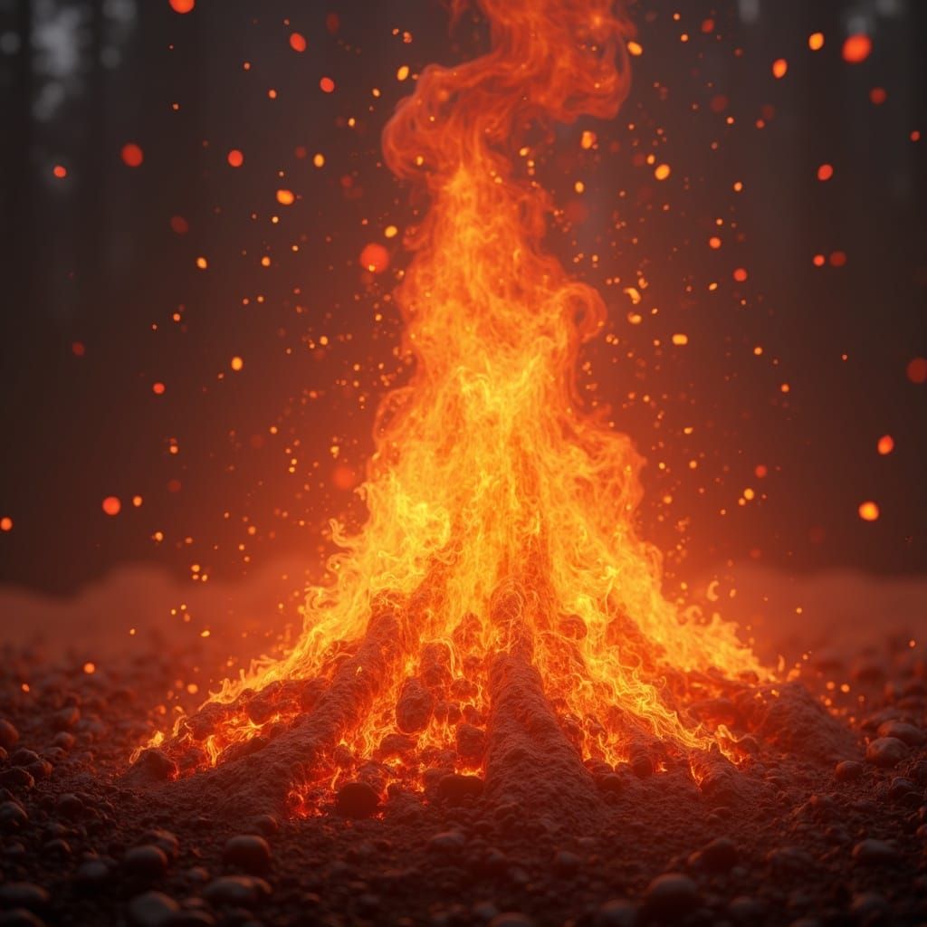 Roaring Fire: Detailed Fantasy Matte Painting