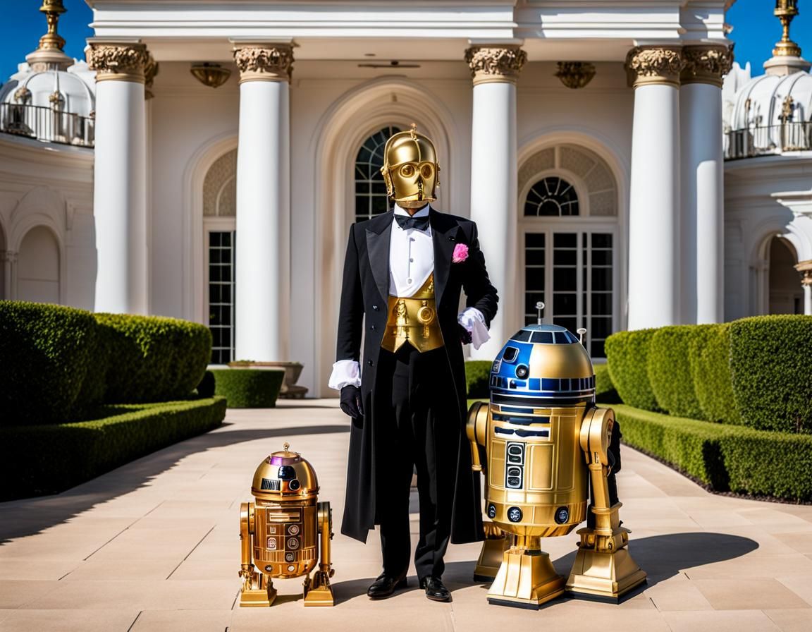 C3PO as Butler, R2D2 as Maid