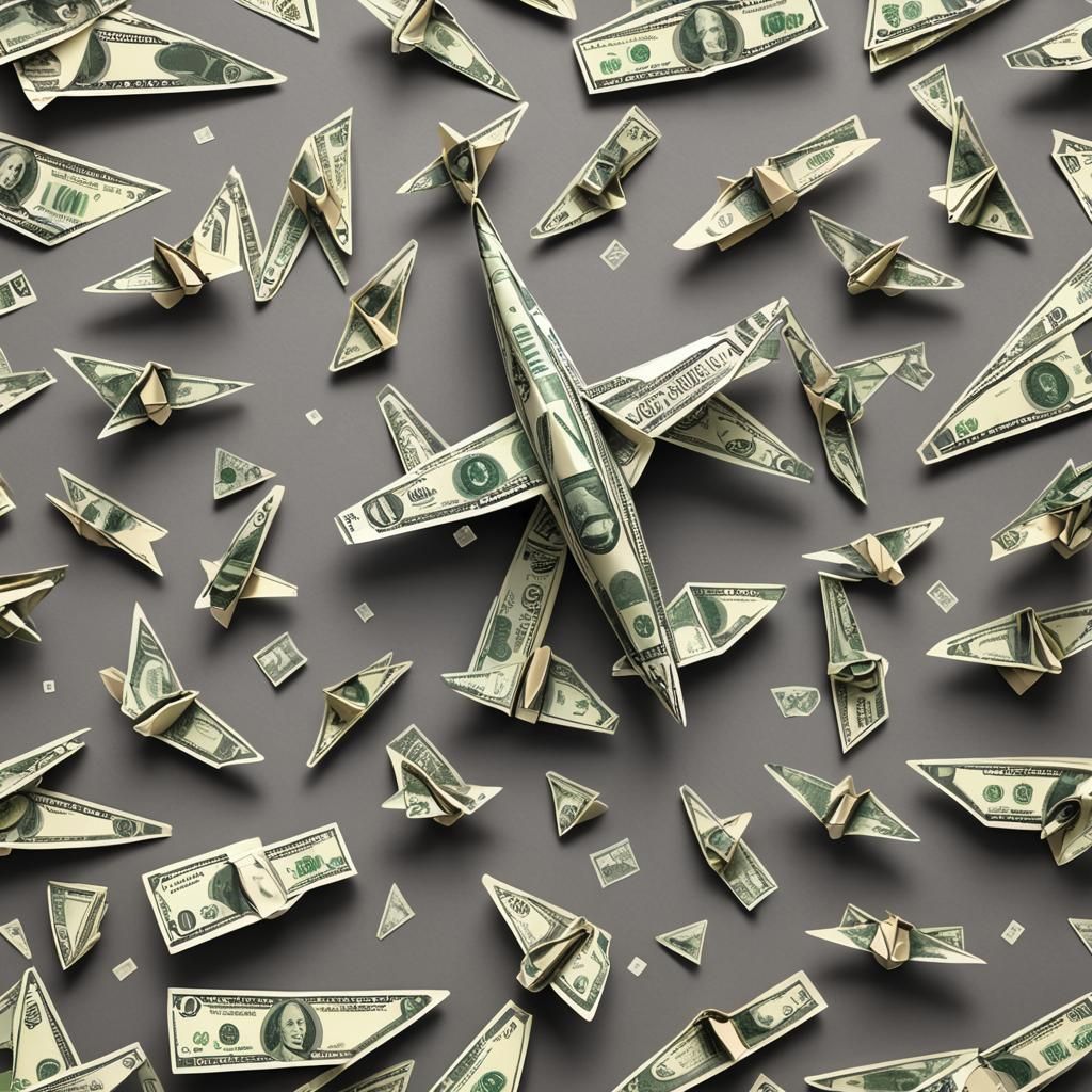 Dollar Bill Origami Airplane in 8K Resolution