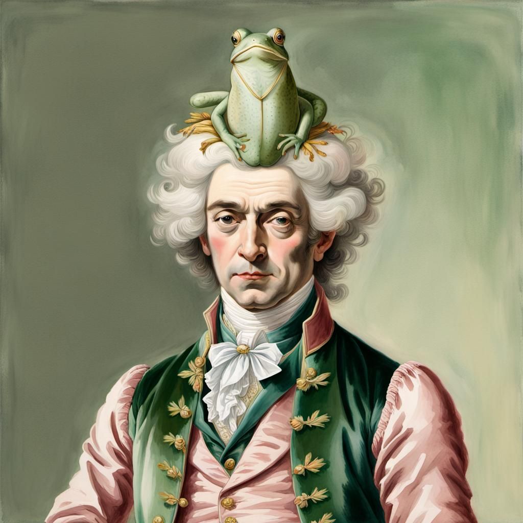 Amphibian Nobleman Portrait in Watercolor Style