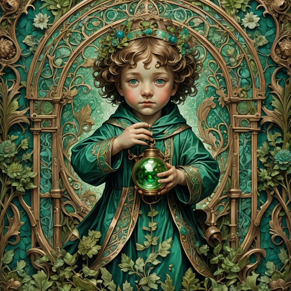 Alchemical Child Mirrored in Vivid Morris Style
