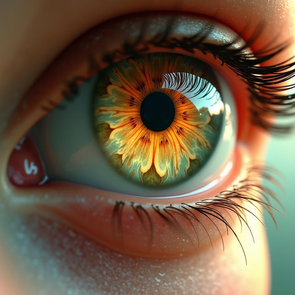 Apple Eye Reflecting Woman in Ethereal Light