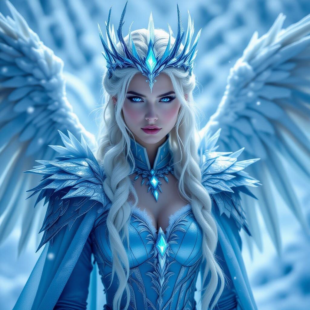 Icy Warrior Princess with Crystalline Armor