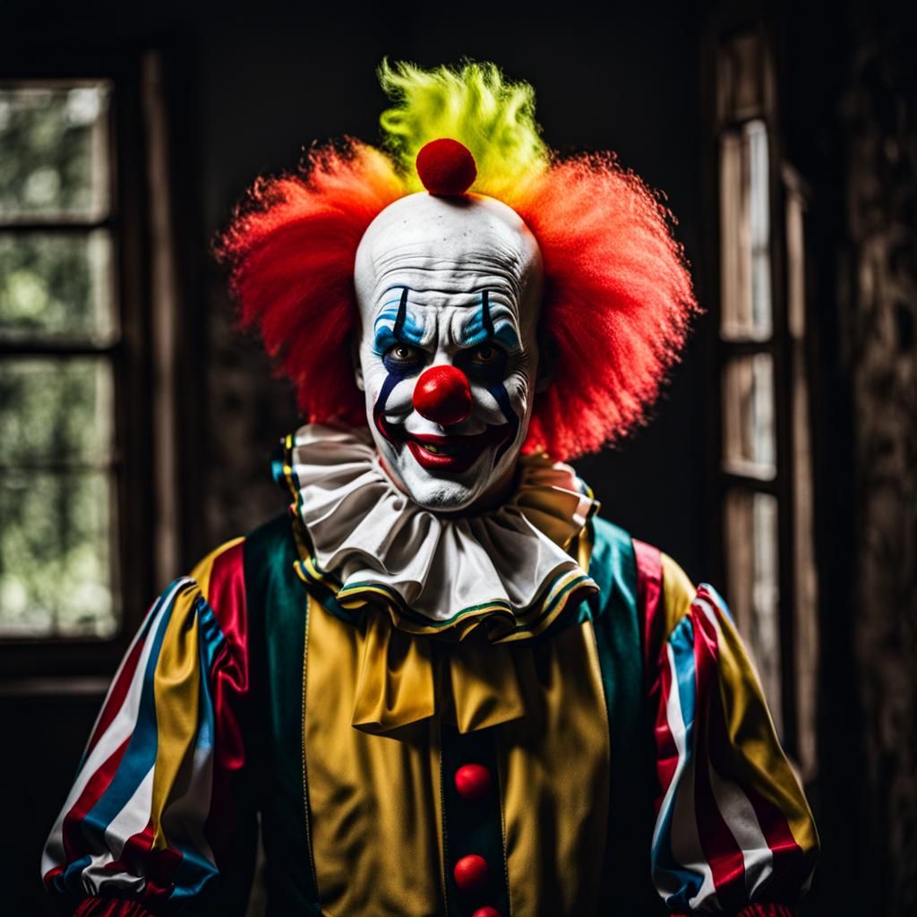 Scary Clown in a House: A Horror Scene