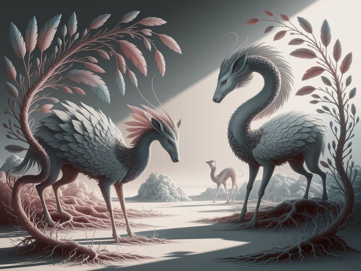 Surreal Landscape: Elegant Creatures and Synesthesia Flora