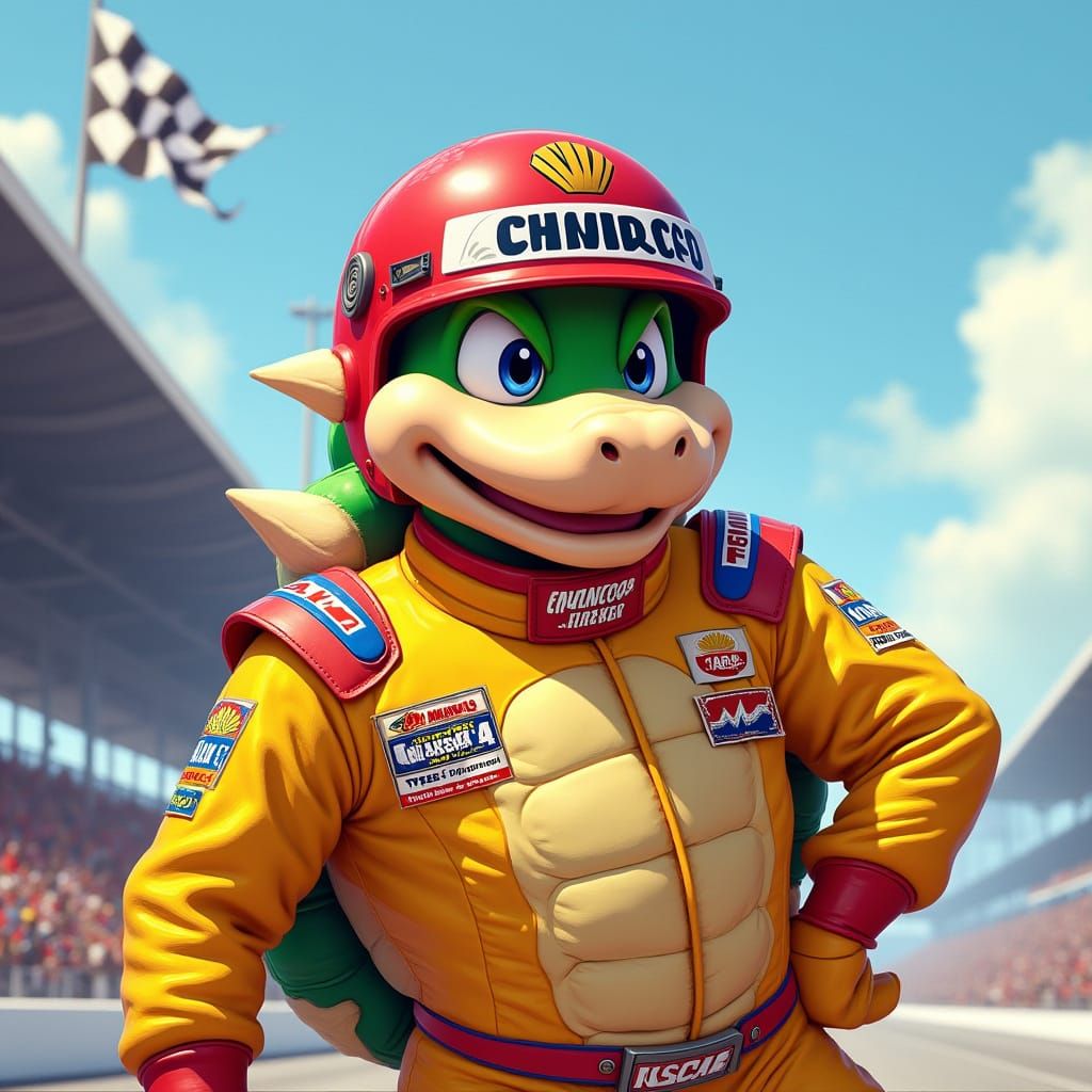 Morton Koopa Jr. in Ricky Bobby Racing Attire