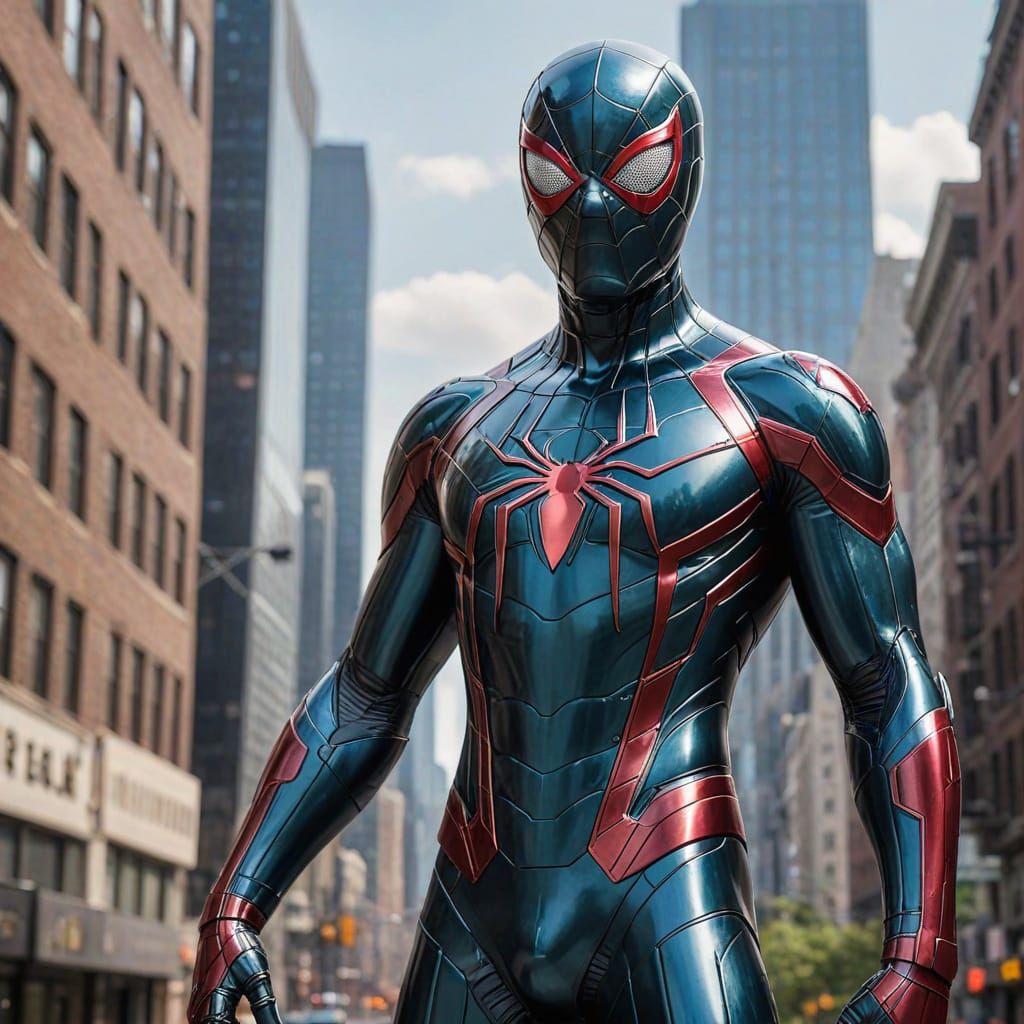 Cybernetic Spiderman: Futuristic Hero in Metallic Armor