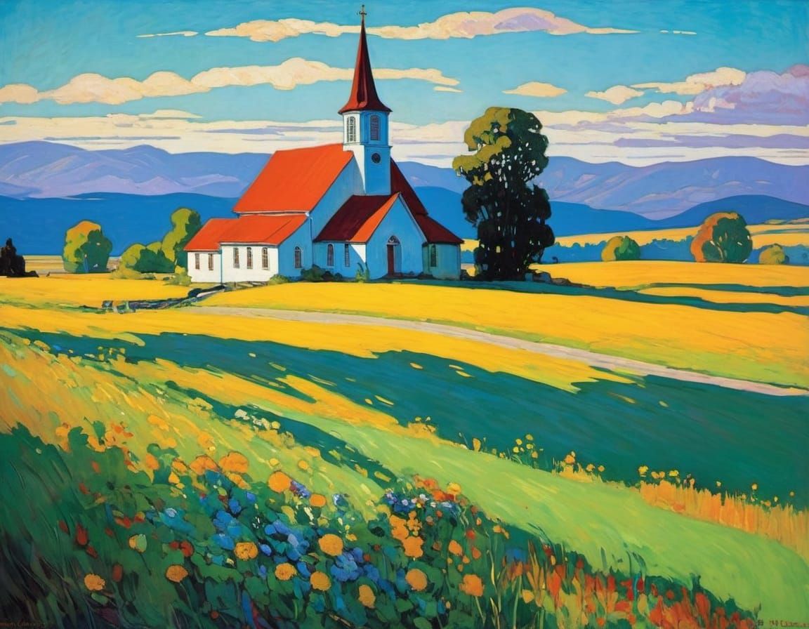 Charming Country Church in Spring Art