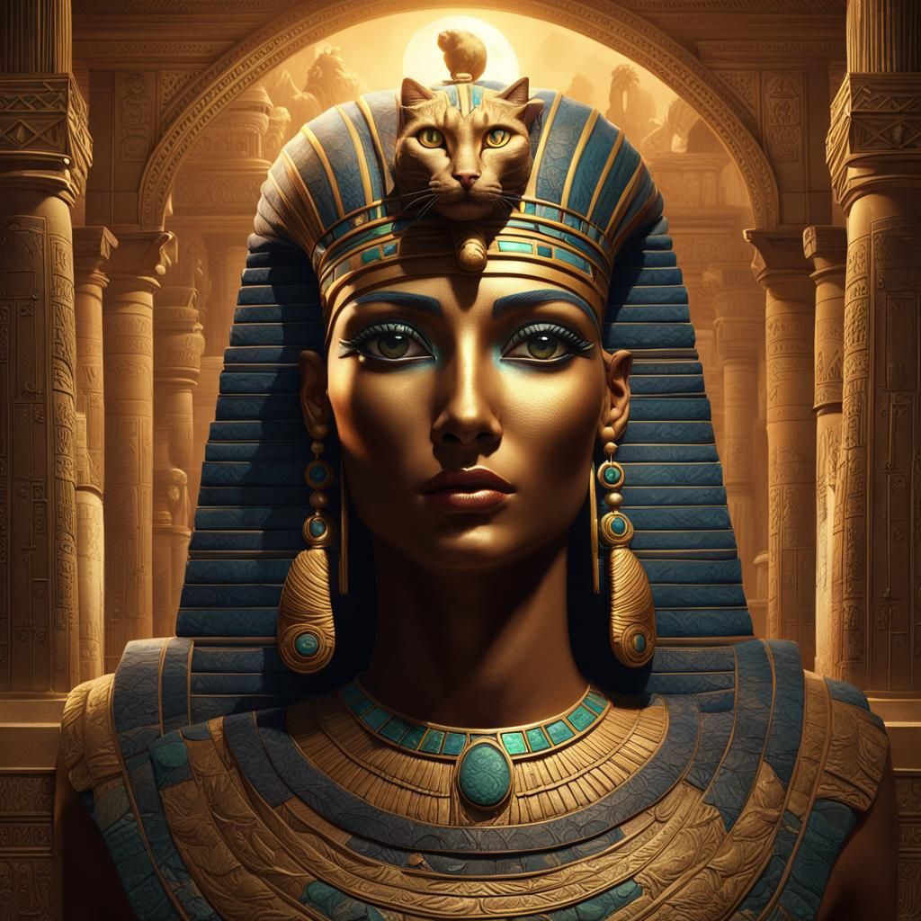 Goddess Isis Bust Portrait in Neoclassical Style