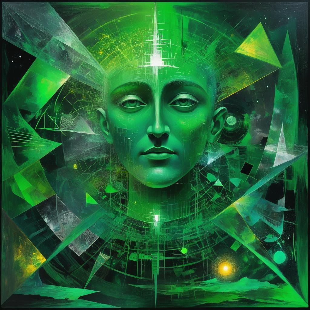 Surreal Abstract Landscape in Holographic Style