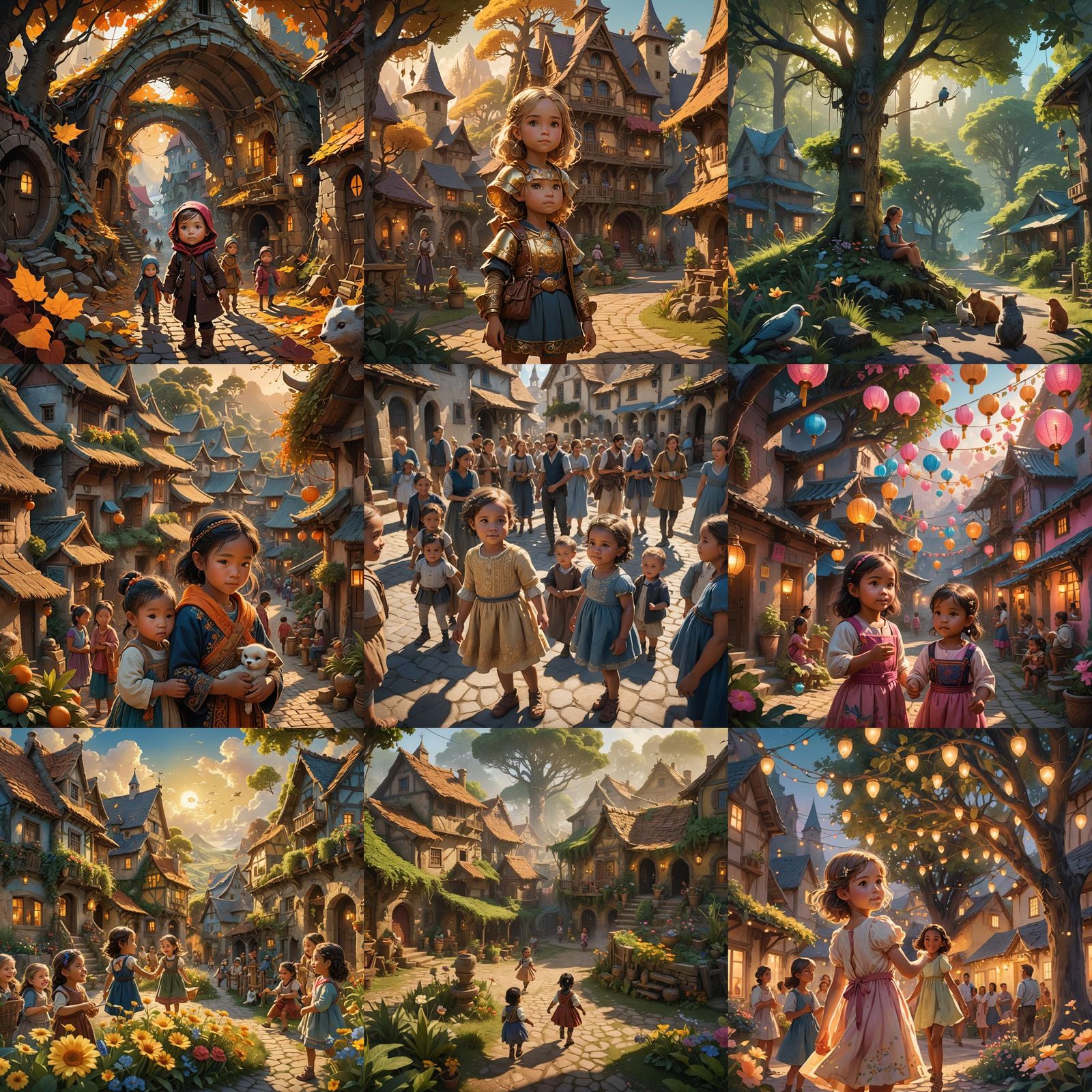 Baby Girl with Friends: Detailed Matte Painting