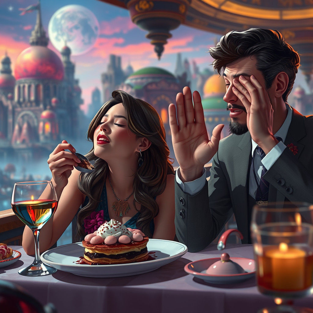 Decadent Dessert Delight in Matte Painting Style