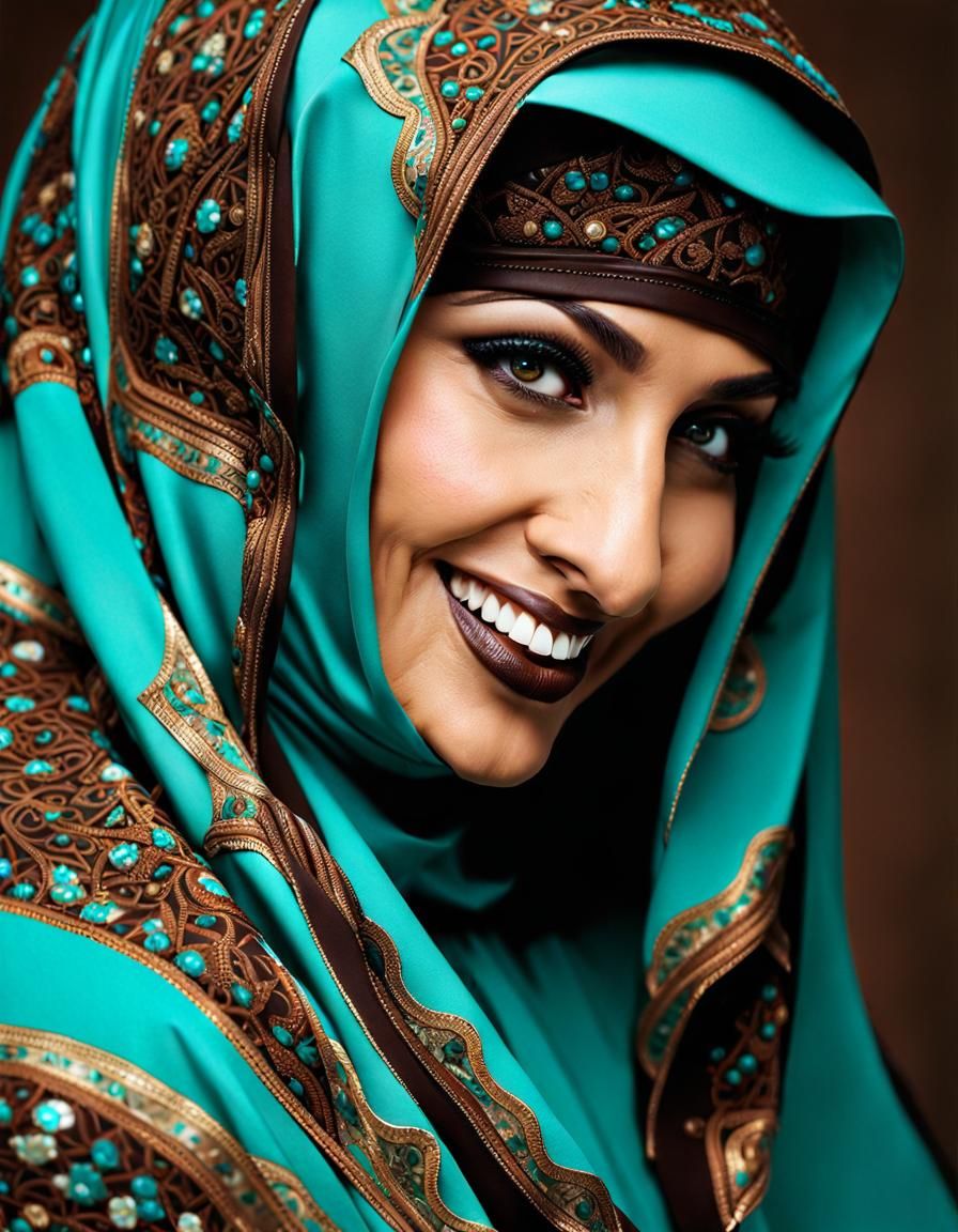 Psychedelic Mosaic Portrait of Woman in Niqab