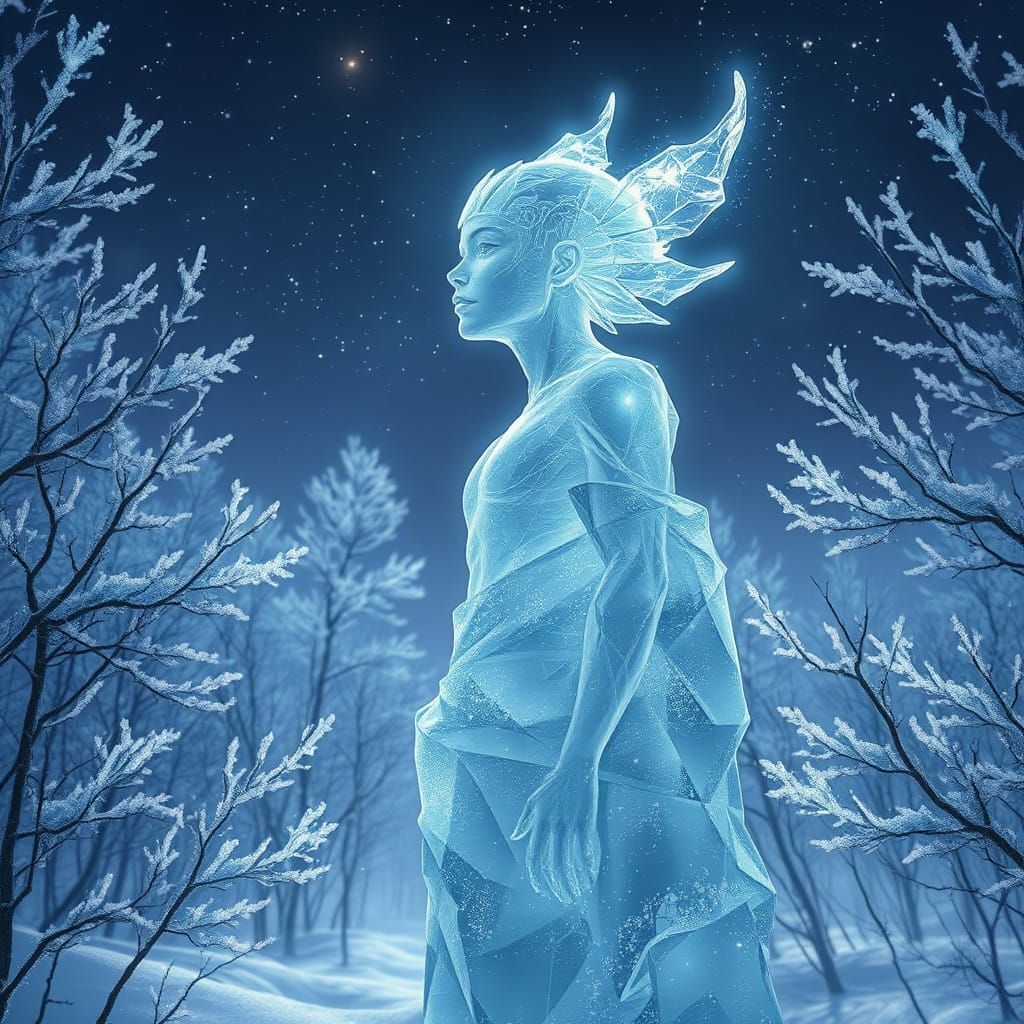 Ethereal Crystal Guardian of the Snowy Woodland