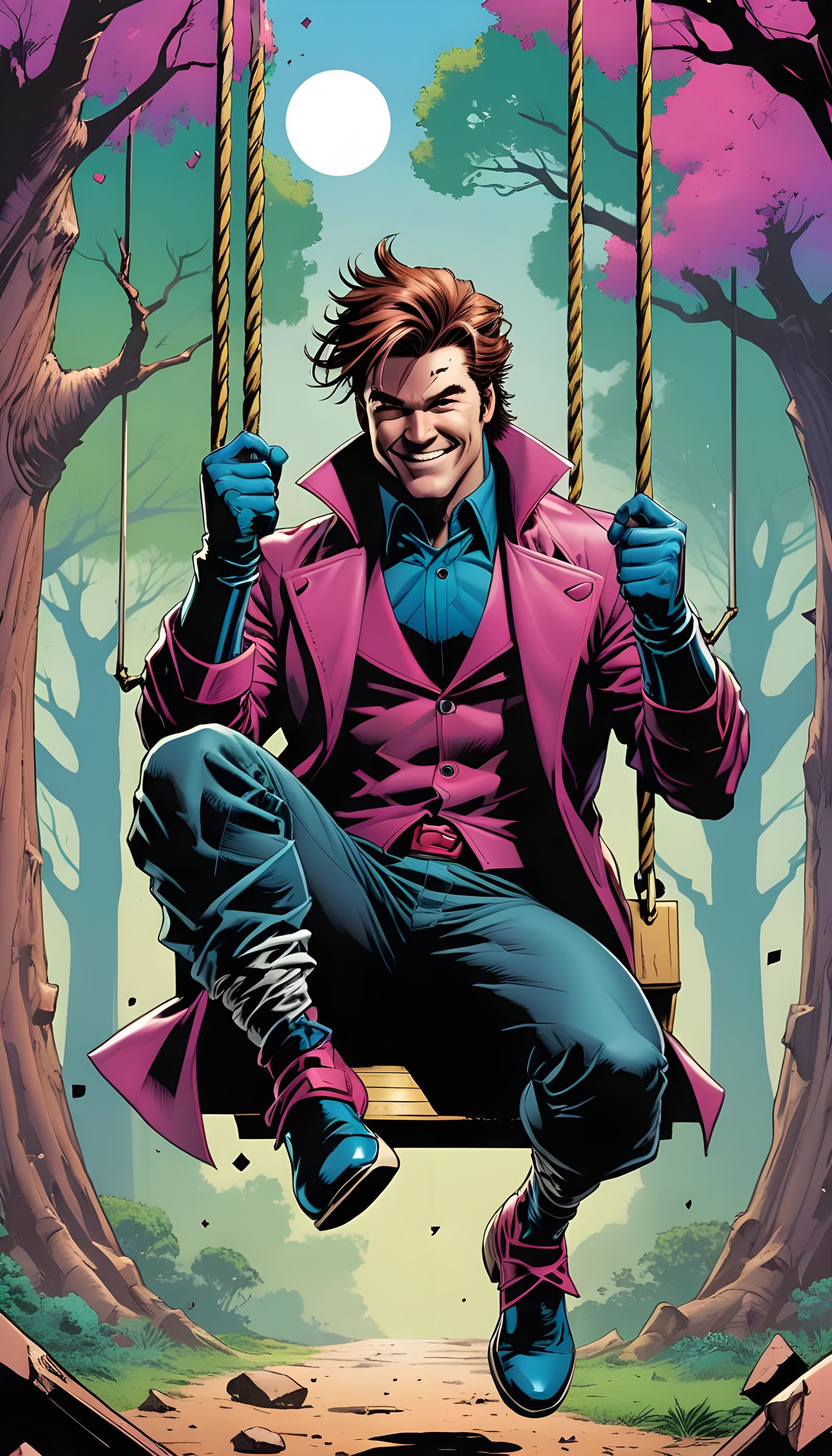 Marvel's Gambit Swinging Happily