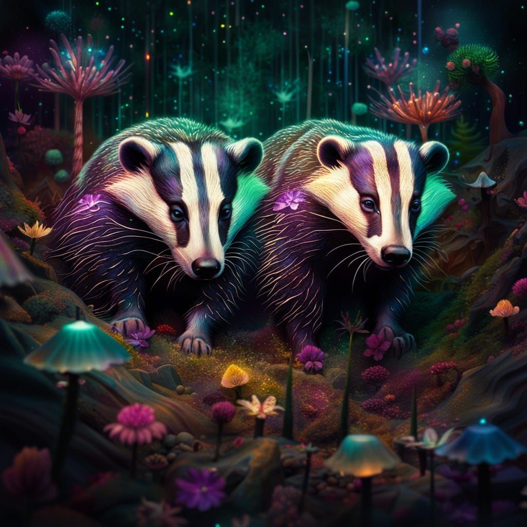 Holographic Cosmic Badger Illustration by Pablo Amaringo