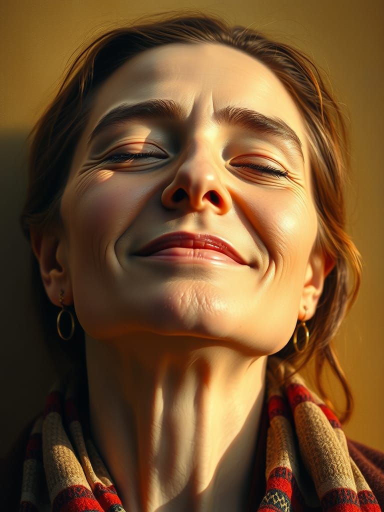 Serene Blind Woman in Warm Golden Light
