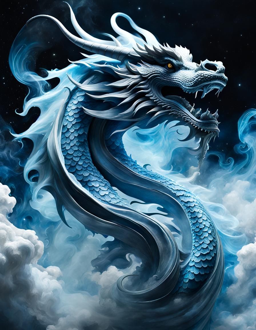 Dreamy Chinese Smoke Dragon in Fantasycore Style