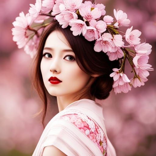 Cherry Blossom Goddess in Japanese Style