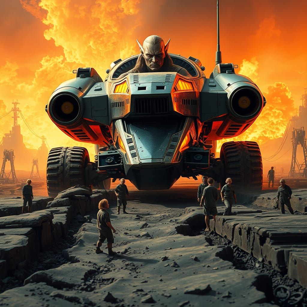 Apocalyptic Nephilim in Dystopian Landscape