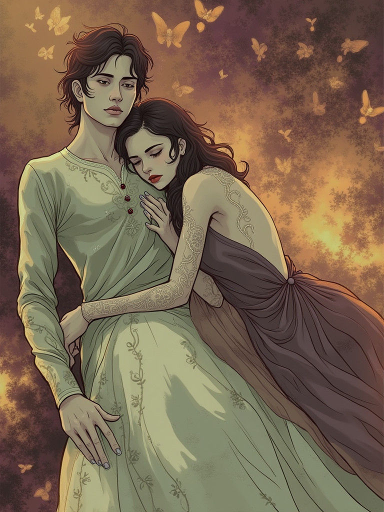 Comforting Embrace in Surreal Impressionist Style