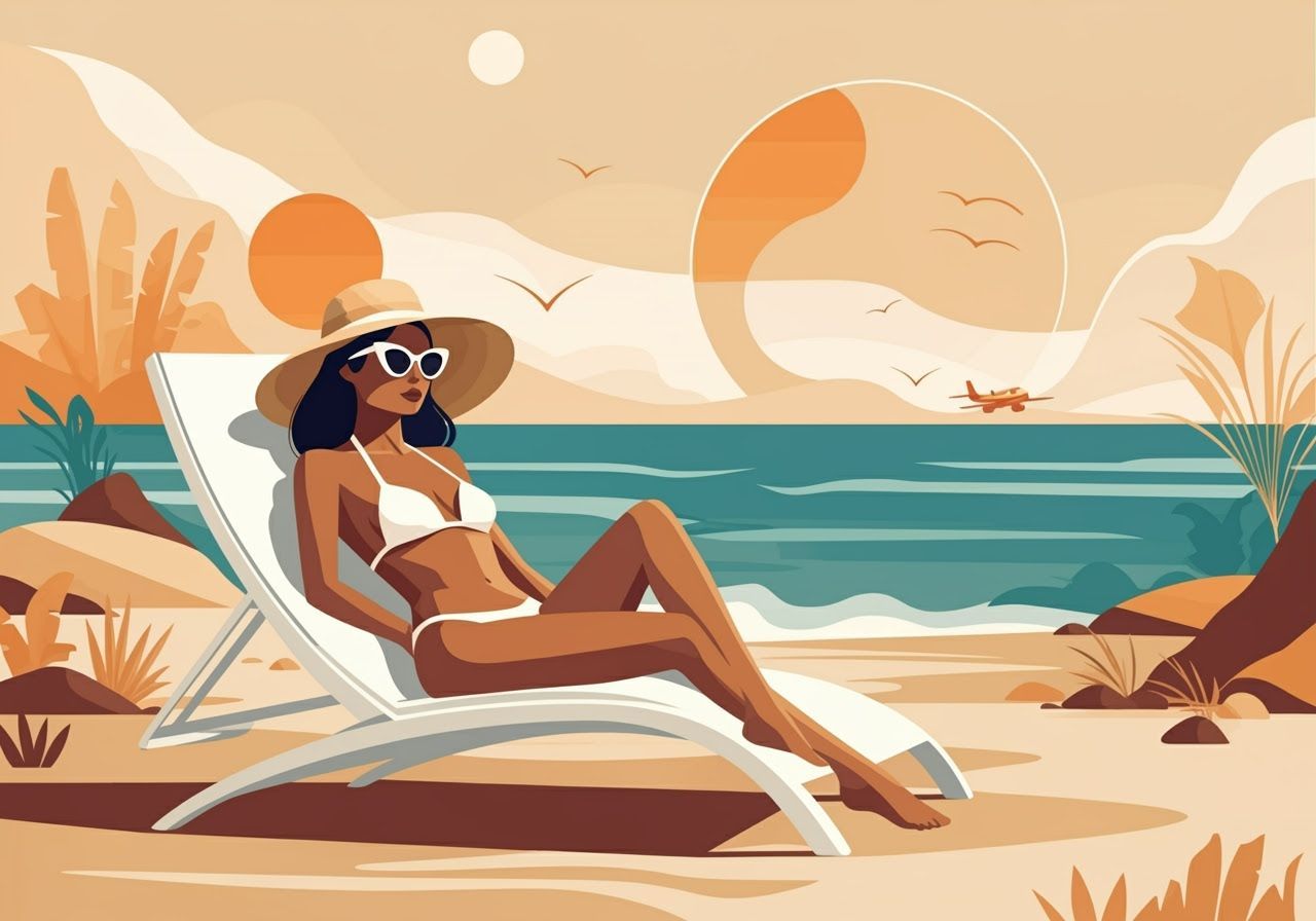 Retro-Modern Art Deco Beach Illustration