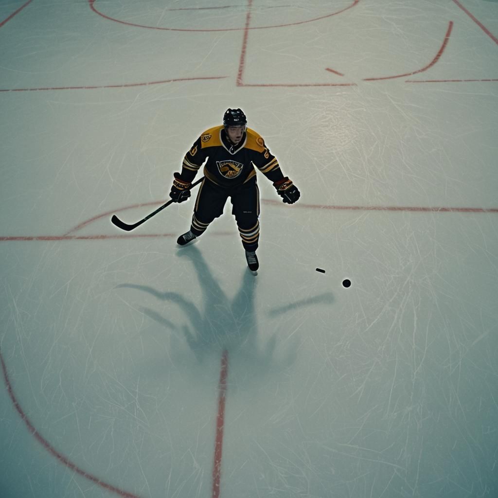 Dramatic Hockey Scene in Cinematic Film Style