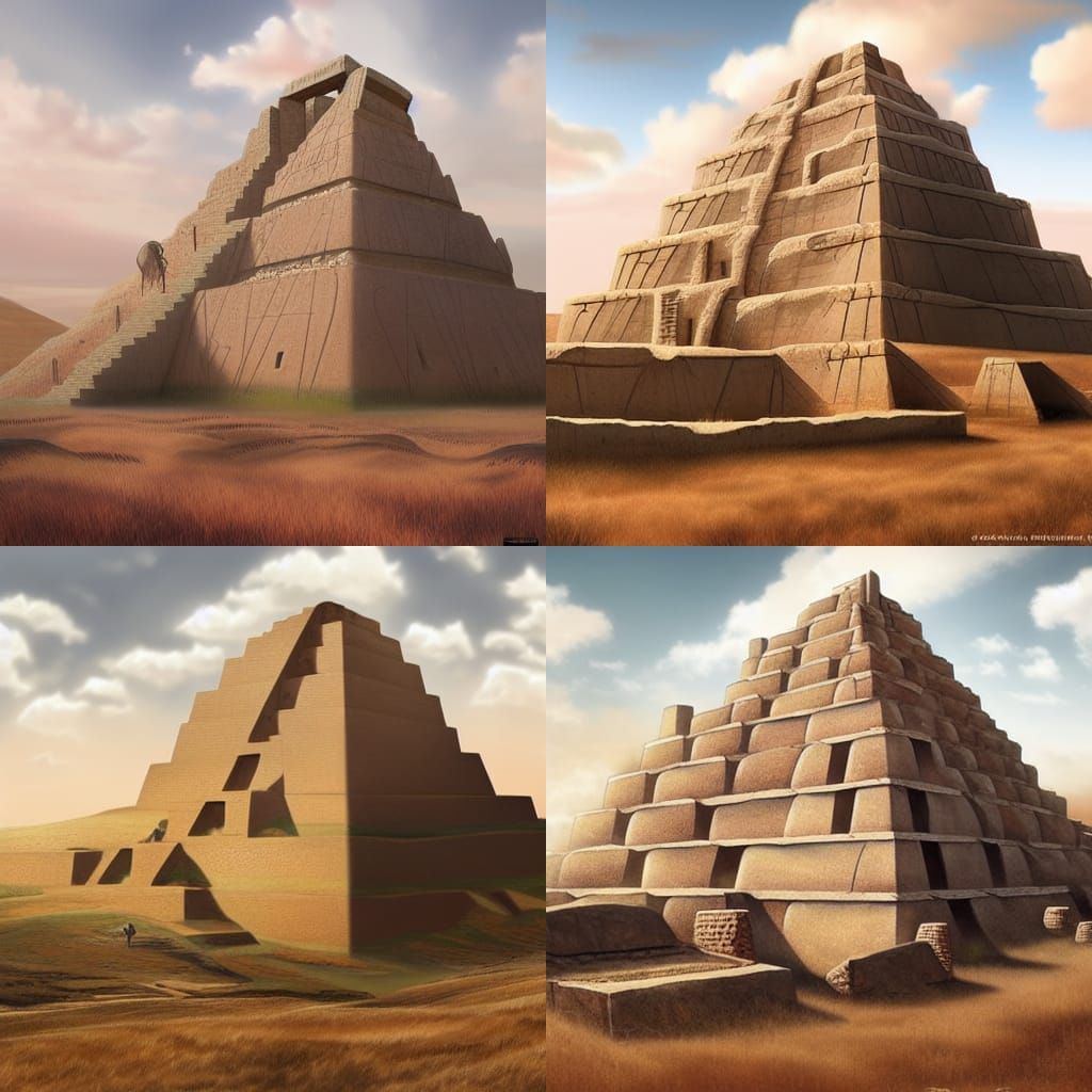 Ancient Ziggurat in Gobekli Tepe Style, Digital Painting